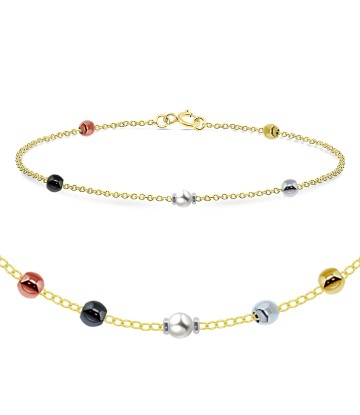 White Pearl and 4 Colors of Balls Bracelet BRS-454-GP